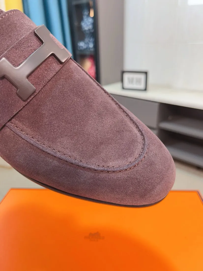 Men's shoes 💰560🌹🌹Niuli "HERMES" Hermès business leather shoes, original factory configuration, original imported cowhide upper + luxury hardware logo + fully imported original customized cowhide lining, sole: rubber wear-resistant outsole, difficult craftsmanship, original factory follow-up goods, 🔍🔍high quality code number: 38-44 45 can be customized